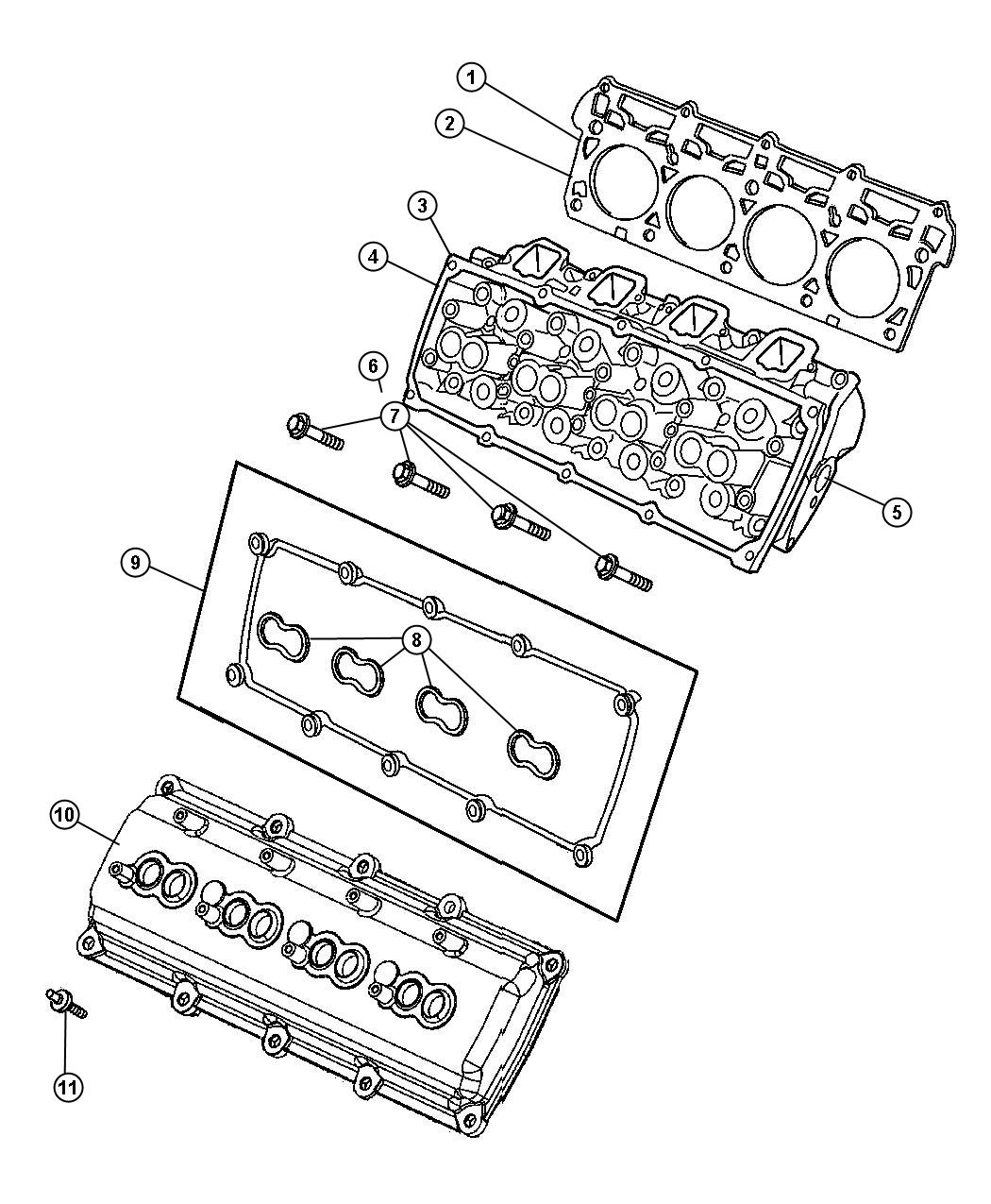 Diagram Cylinder Heads And Covers 5.7L [5.7L V8 HEMI MDS ENGINE]. for your Chrysler