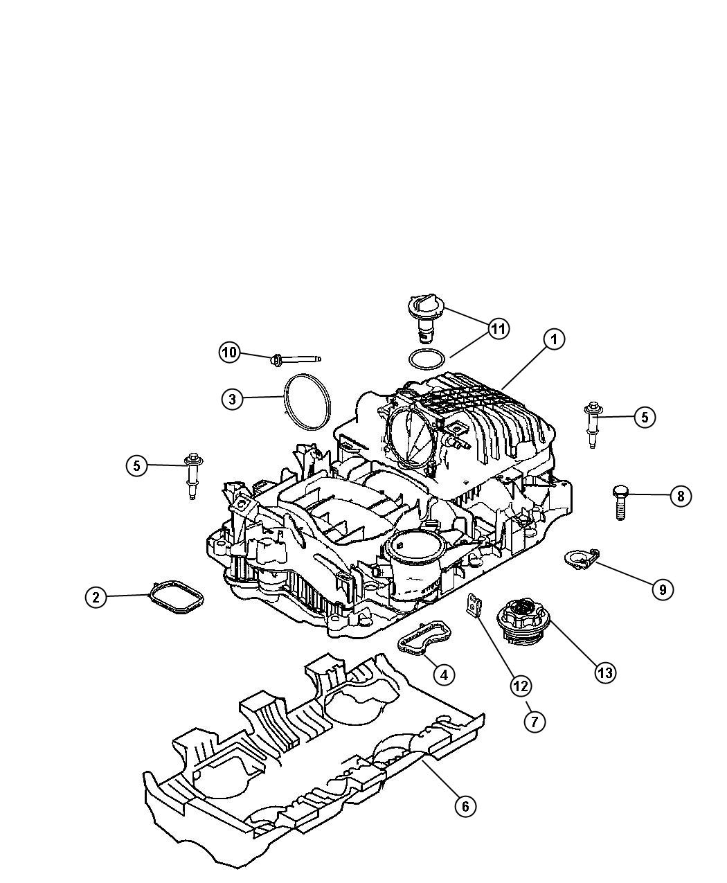 Diagram Intake Manifold And Mounting 5.7L [5.7L V8 HEMI MDS ENGINE]. for your 2004 Chrysler 300 M  