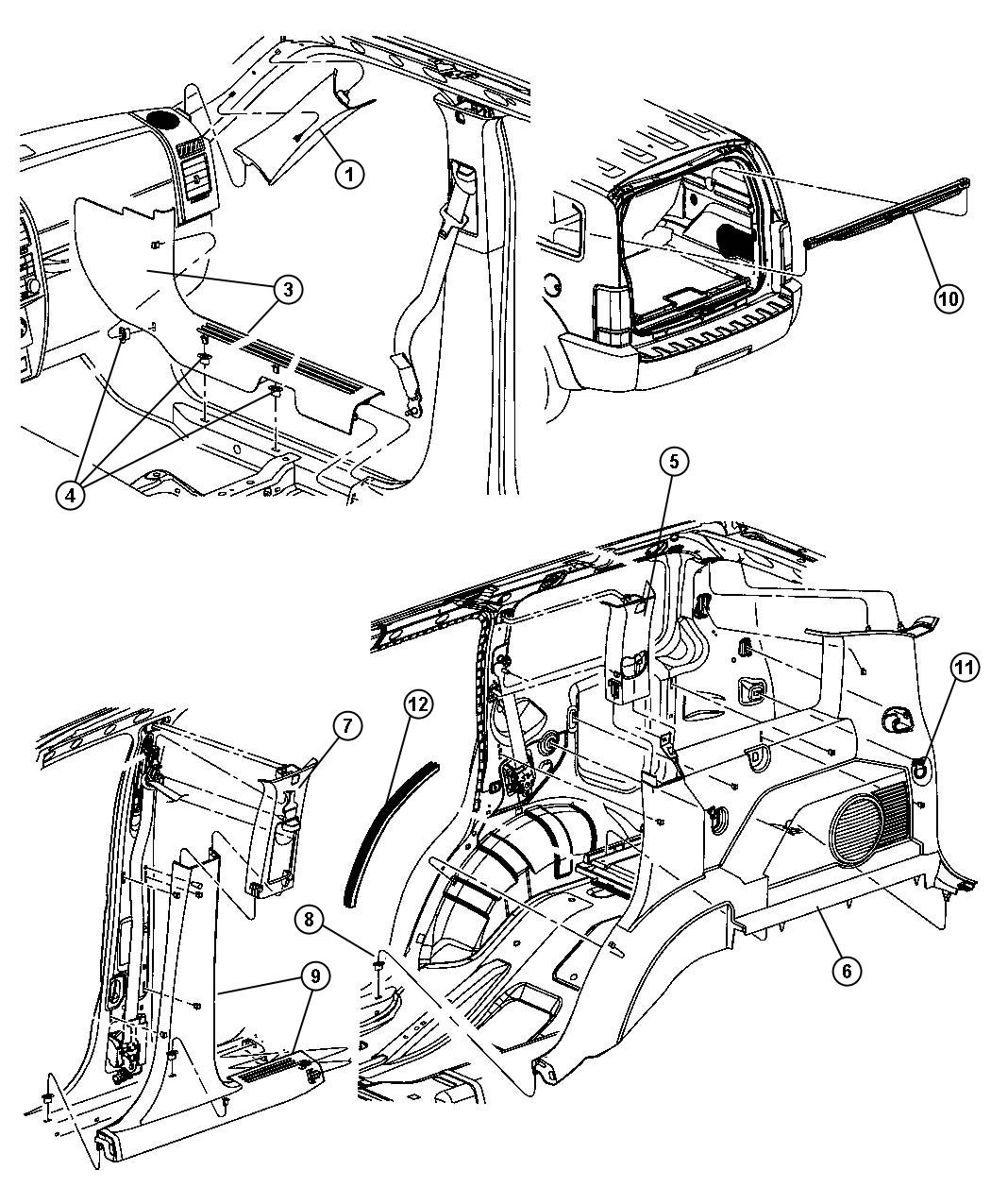 Diagram Panels, Interior Trim,Front and Rear. for your 2022 Dodge Challenger   