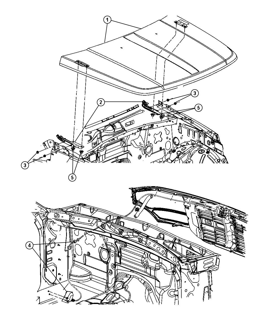 Diagram Hood, Latch and Hinges. for your 2003 Chrysler 300  M 