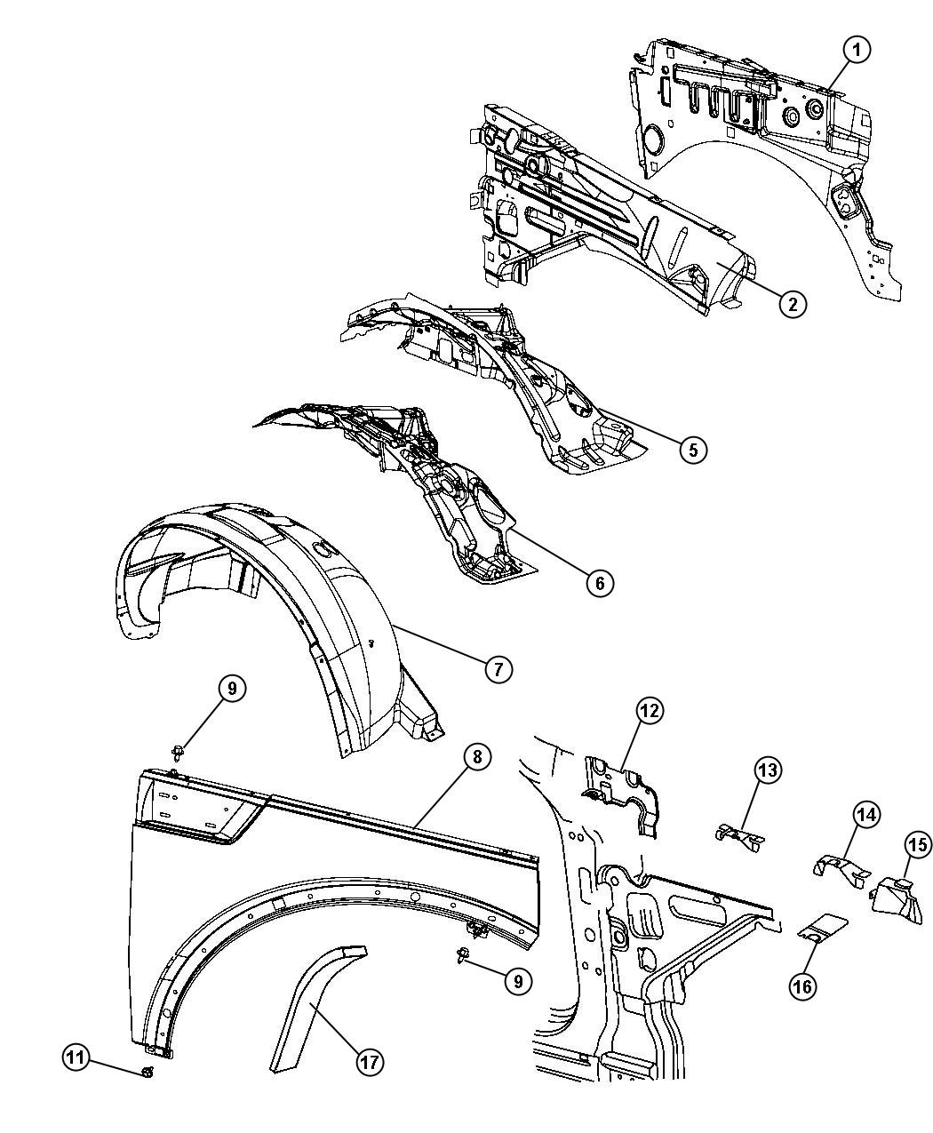 Diagram Front Fender. for your Chrysler 300  M