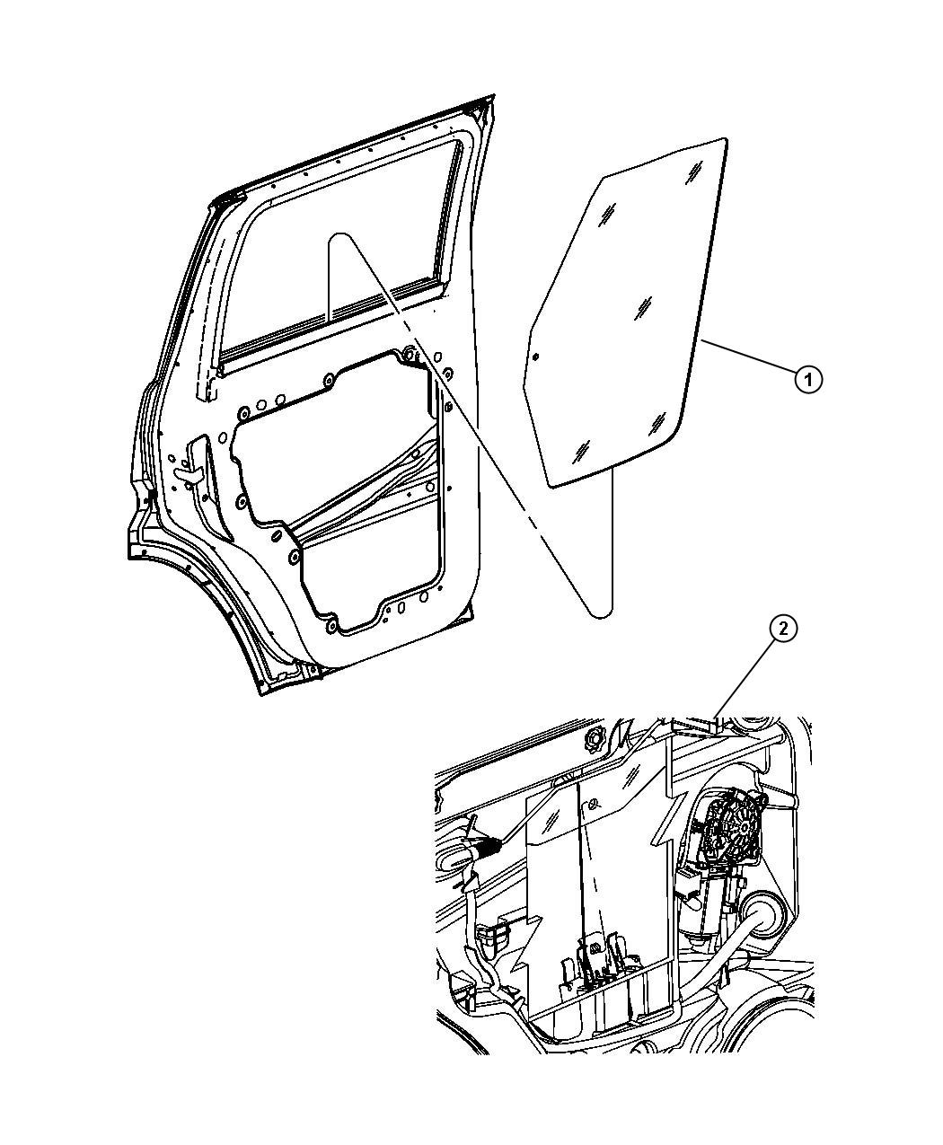 Diagram Door, Rear, Glass and Regulator. for your Dodge NITRO  