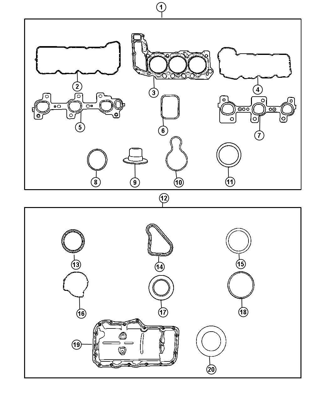 Diagram Gasket Packages 3.7L [3.7L V6 Engine]. for your Dodge