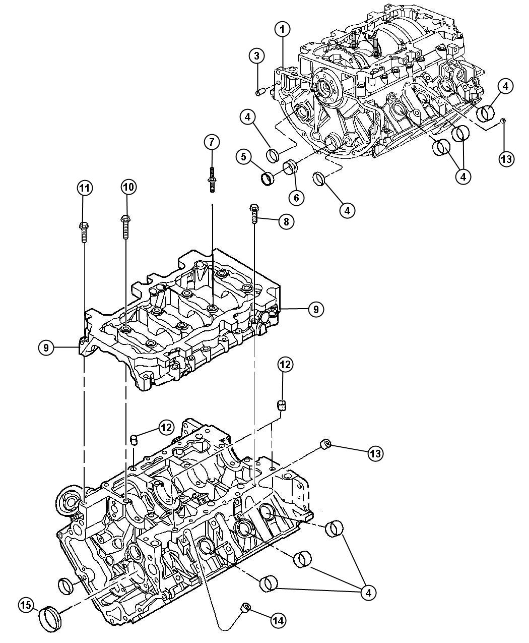 Diagram Cylinder Block And Hardware 3.7L [3.7L V6 Engine]. for your 2003 Dodge Dakota   