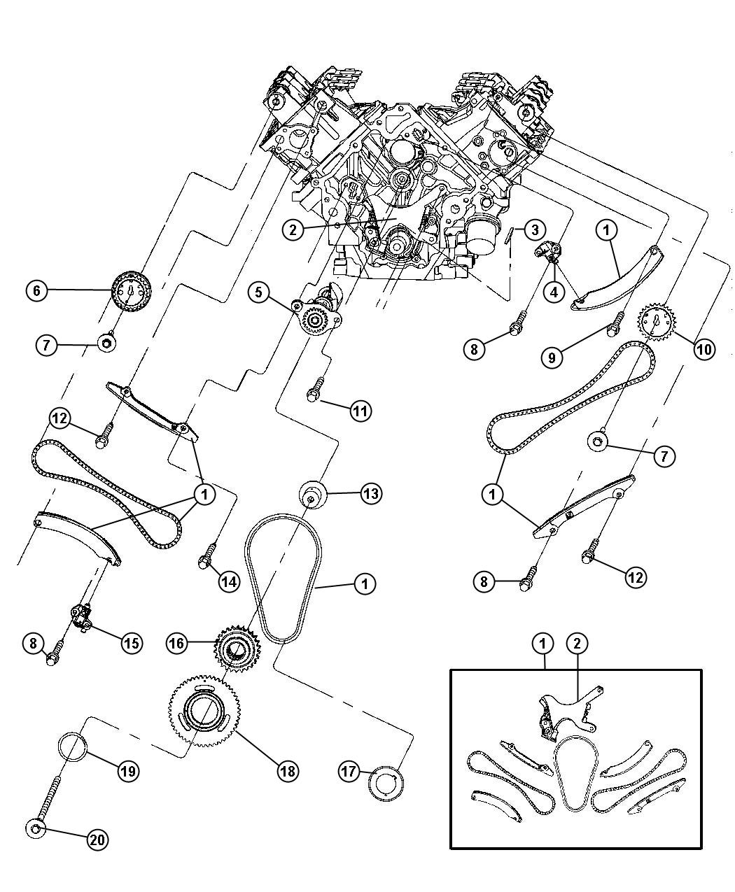 Diagram Timing Chain Package And Guides 3.7L [3.7L V6 Engine]. for your Dodge