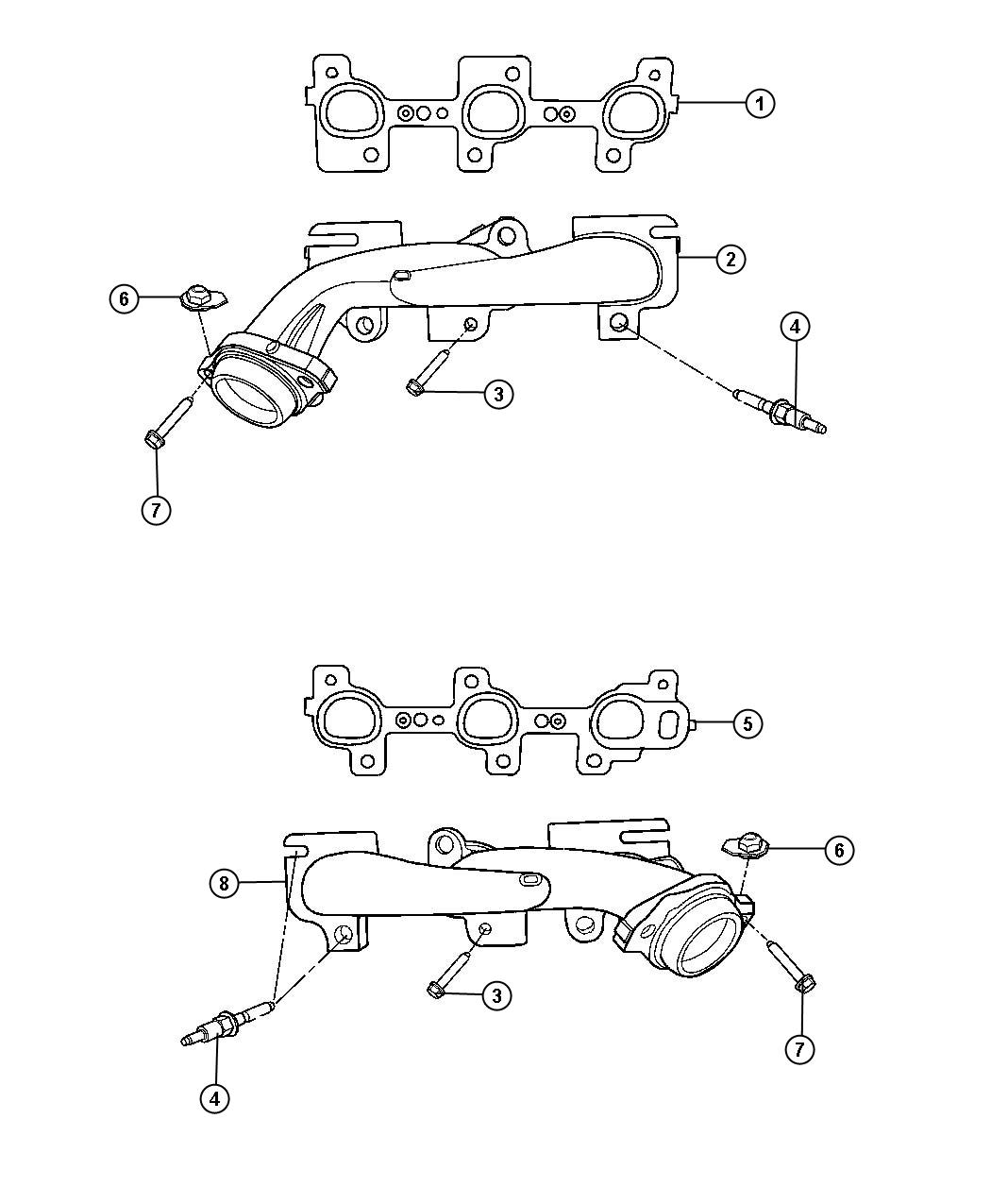 Diagram Exhaust Manifolds And Mounting 3.7L [3.7L V6 Engine]. for your 1999 Chrysler 300  M 