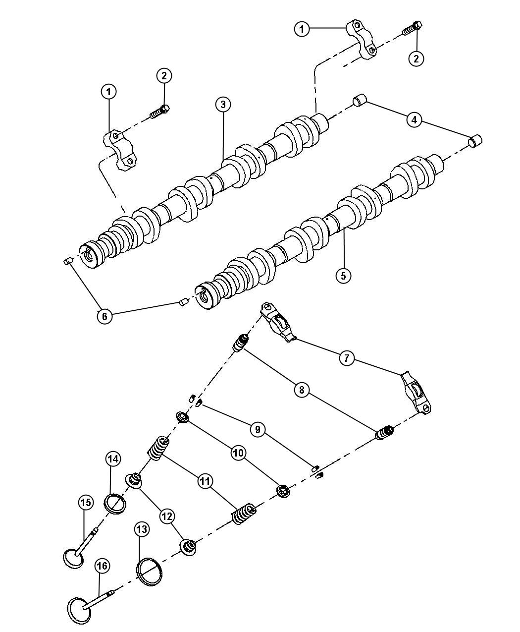 Diagram Camshafts And Valvetrain 4.7L [4.7L V8 MPI Engine] [4.7L V8 FFV Engine]. for your Dodge Ram 1500  