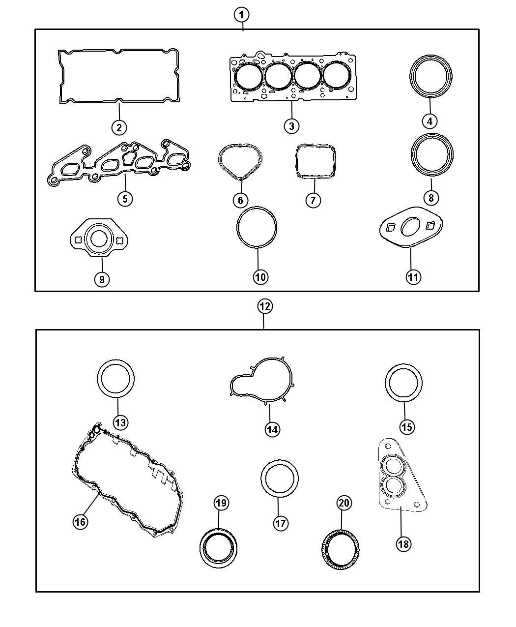 Diagram Gasket Packages 2.4L [2.4L 4 Cyl DOHC 16V SMPI Engine]. for your Chrysler PT Cruiser  