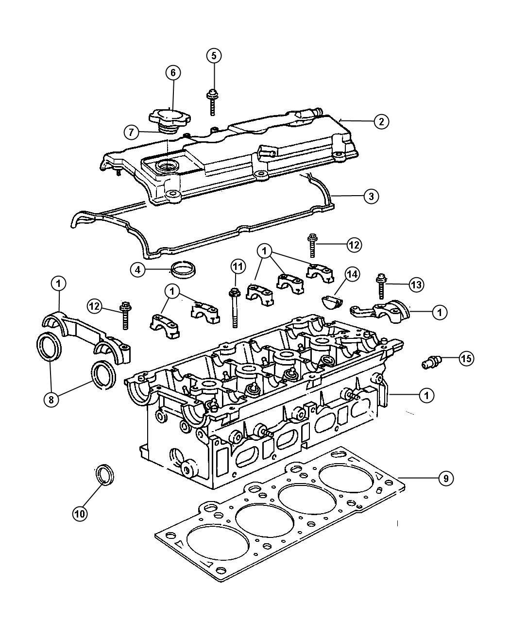 Diagram Cylinder Head And Cylinder Head Cover 2.4L [2.4L 4 Cyl DOHC 16V SMPI Engine]. for your 1999 Chrysler 300  M 