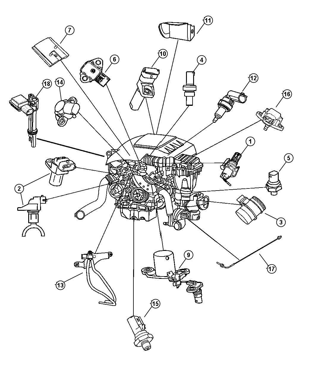 Sensors, Engine and Oxygen [3.0L]. Diagram