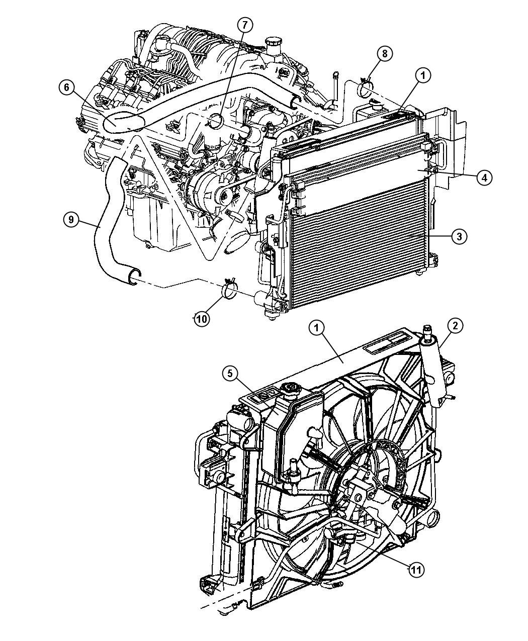 Diagram Radiator and Related Parts 5.7L [5.7L V8 HEMI MDS ENGINE]. for your Chrysler 300  M