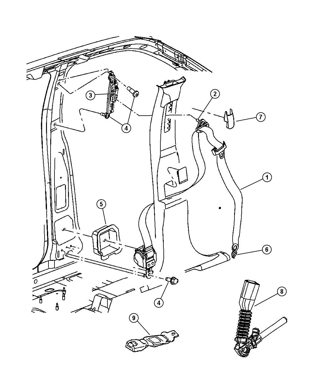 Front Seat Belts. Diagram