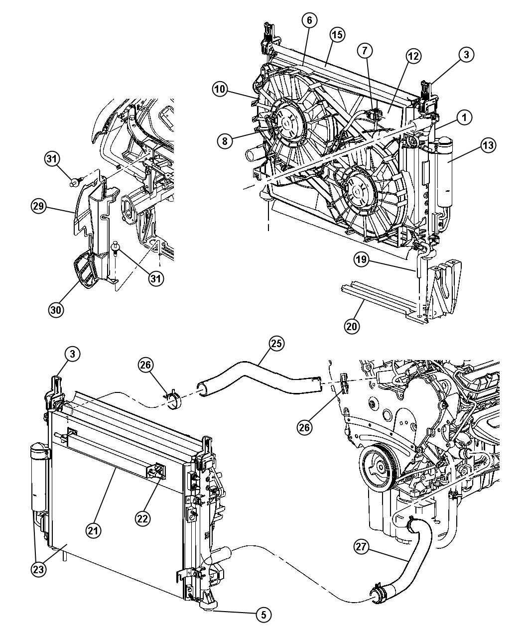 Diagram Radiator and Related Parts 3.5L Engine. for your 1999 Chrysler 300  M 