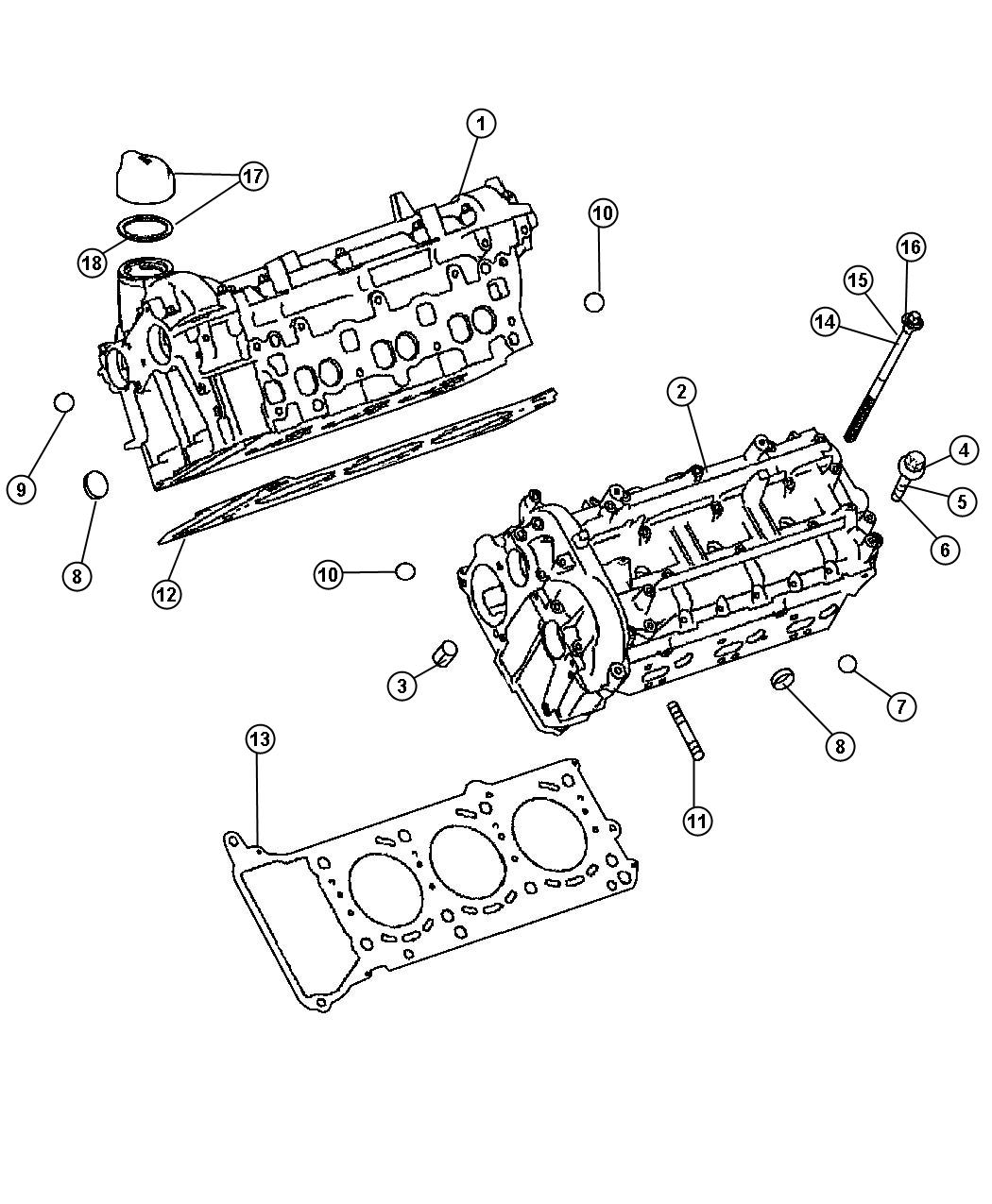 Diagram Cylinder Head 3.0L Diesel [3.0L V6 Turbo Diesel Engine]. for your Chrysler 300 M 