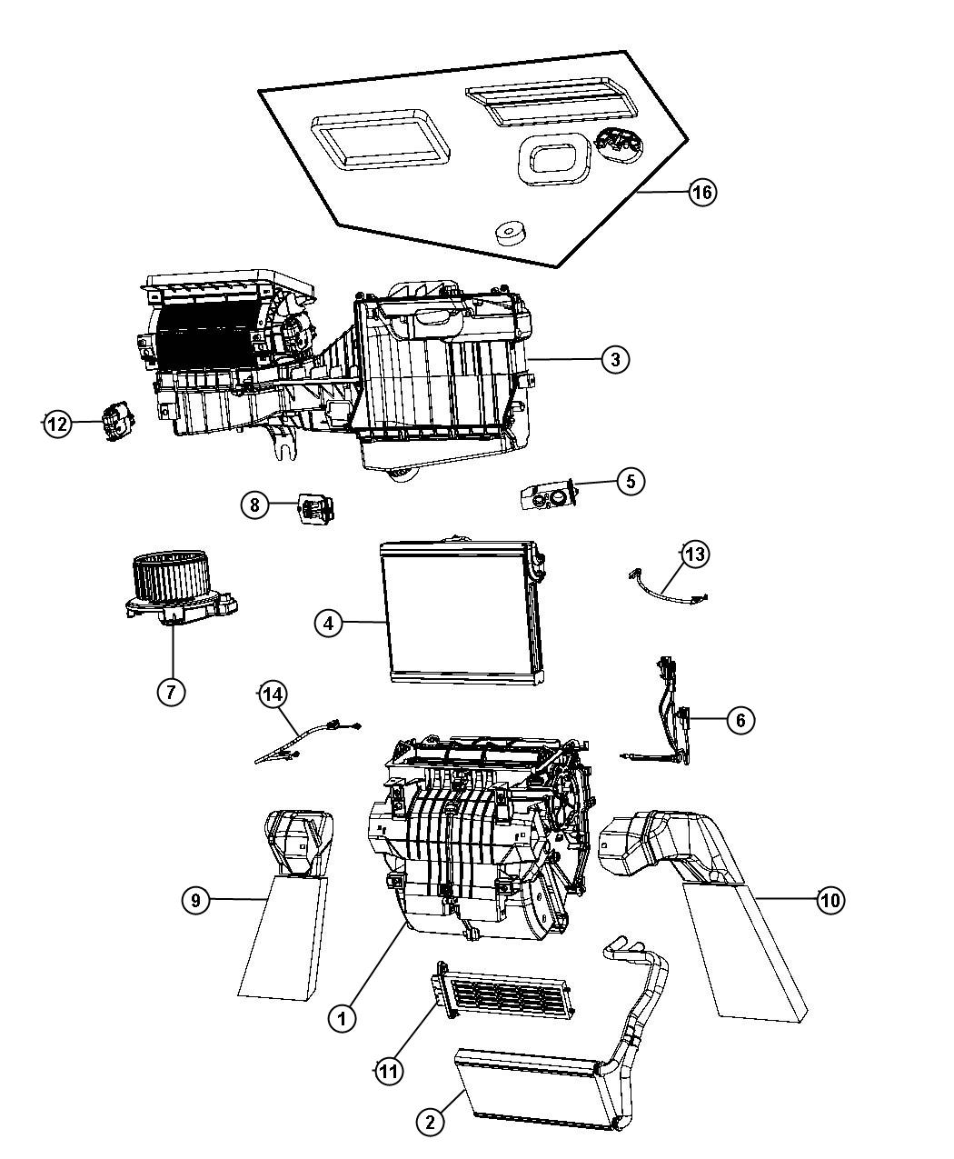 Diagram Air Conditioning and Heater Unit, RHD. for your Jeep