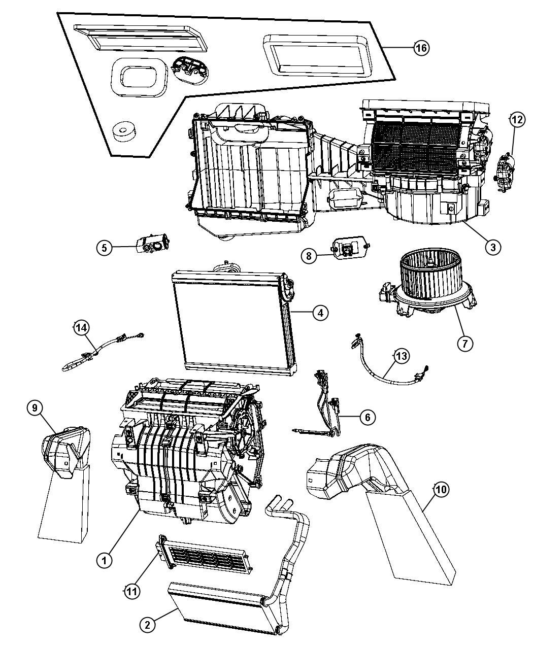 Diagram Air Conditioning and Heater Unit, LHD. for your Jeep