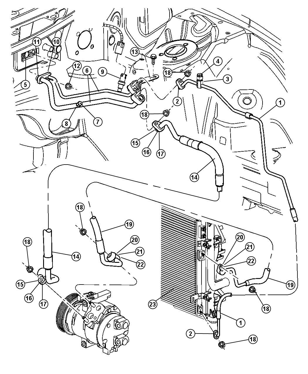 Diagram A/C Plumbing. for your 2010 Dodge Charger   