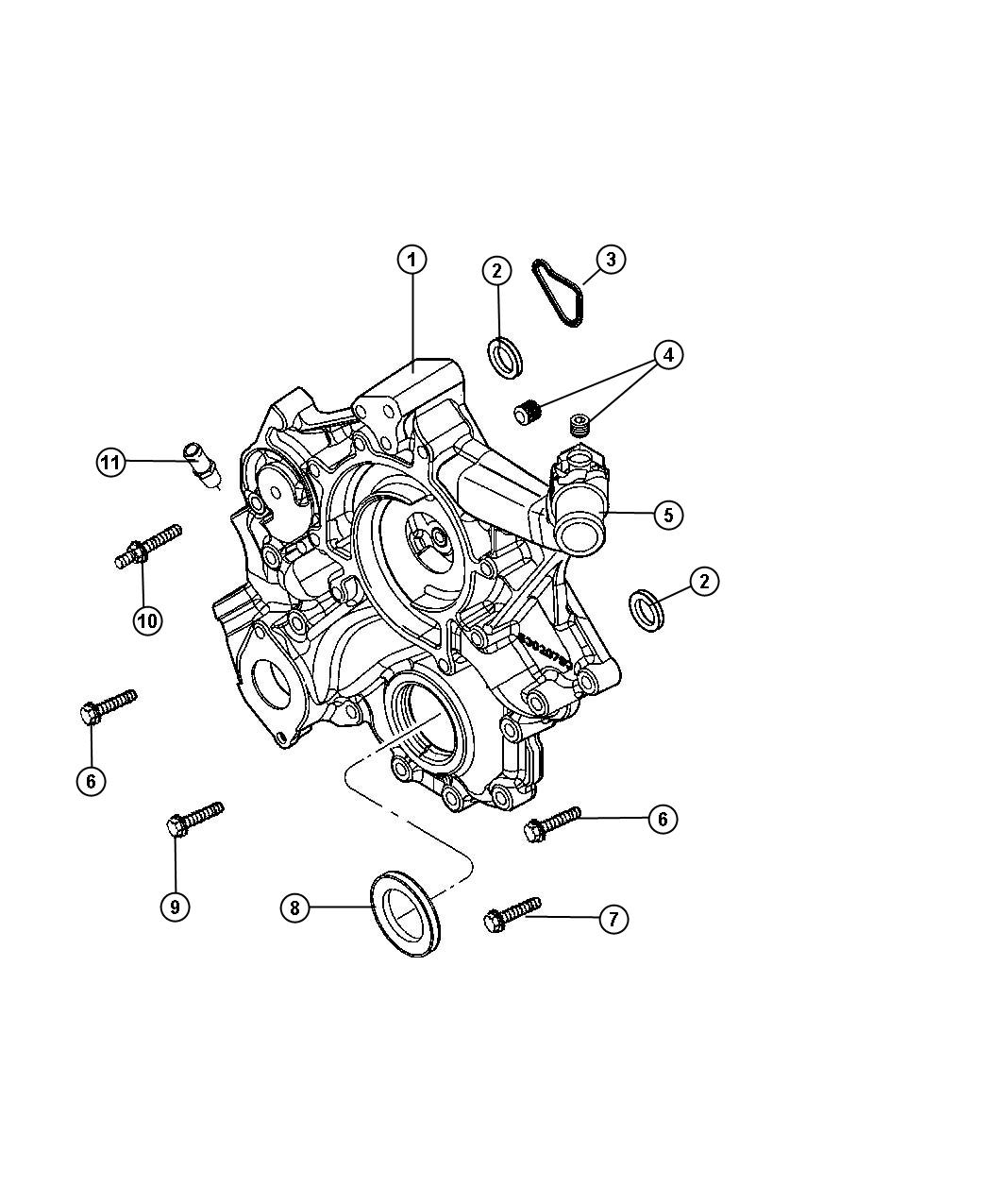 Diagram Timing Chain Cover And Mounting 3.7L [3.7L V6 Engine]. for your Jeep