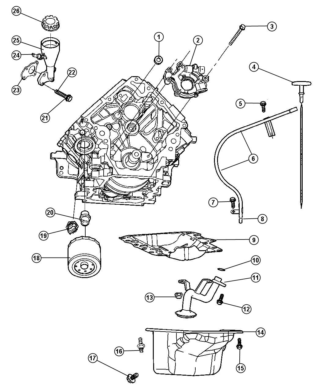 Diagram Engine Oiling 3.7L [3.7L V6 Engine]. for your 2001 Chrysler 300  M 