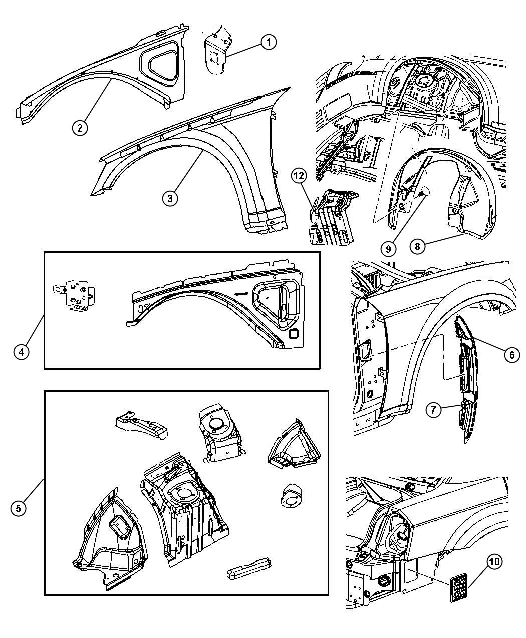 Diagram Front Fender. for your 2005 Dodge Magnum   