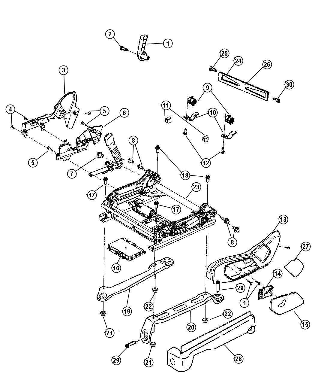 Diagram Adjuster, Recliners, Drivers Seat, Left Hand Drive. for your 1998 Jeep Grand Cherokee   