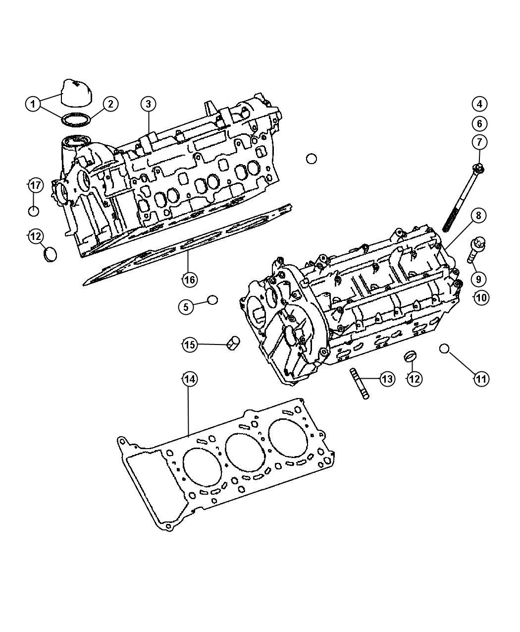 Diagram Cylinder Head, 3.0L [3.0L V6 Turbo Diesel Engine]. for your Chrysler 300  M