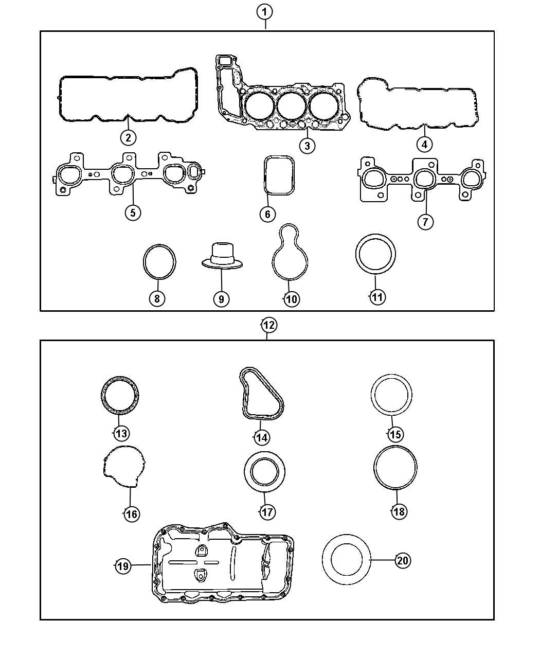 Diagram Gasket Packages 3.7L [3.7L V6 Engine]. for your Dodge Dakota  