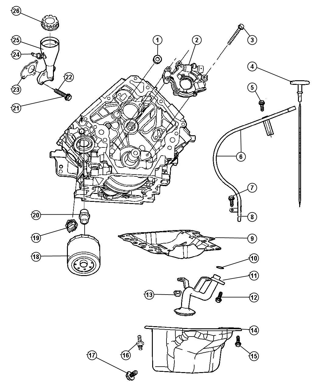 Diagram Engine Oiling 3.7L [3.7L V6 Engine]. for your 2001 Chrysler 300  M 