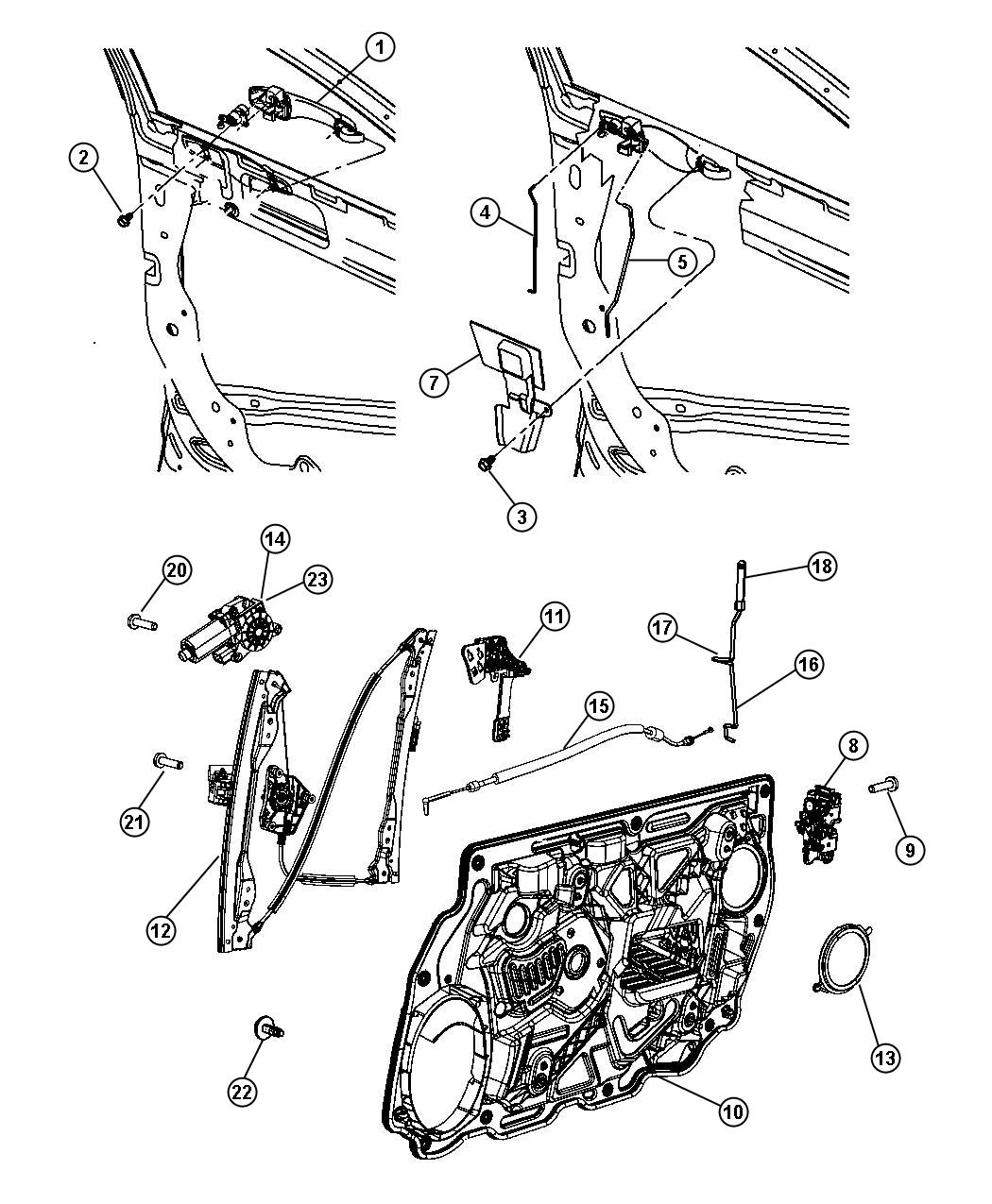 Diagram Door, Front Handle, Latch, Regulator - 41. for your Chrysler