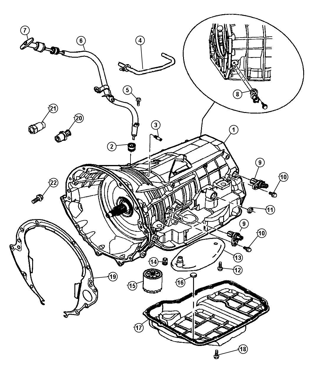 Case And Related Parts [45RFE] [5-Spd Automatic 545RFE Transmission]. Diagram