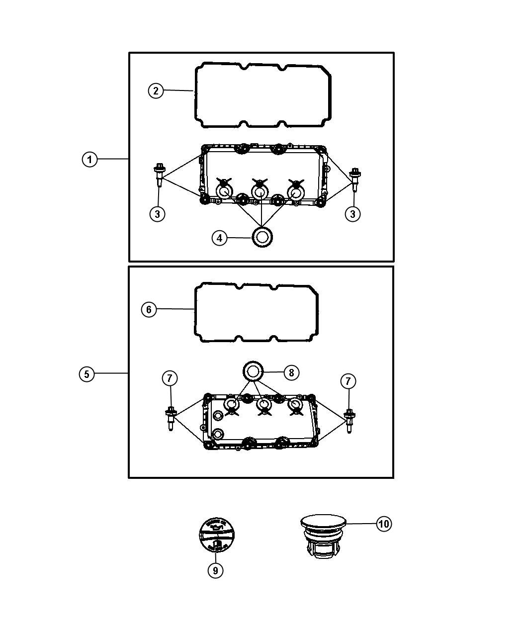 Diagram Cylinder Head Covers And Mounting 3.5L [3.5L High Output V6 24V MPI Engine]. for your 2019 Dodge Charger   