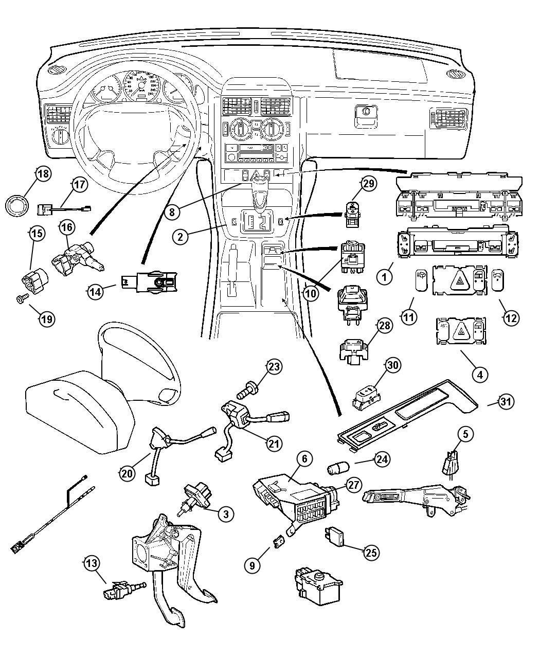 Diagram Switches Instrument Panel. for your 2000 Dodge Avenger   