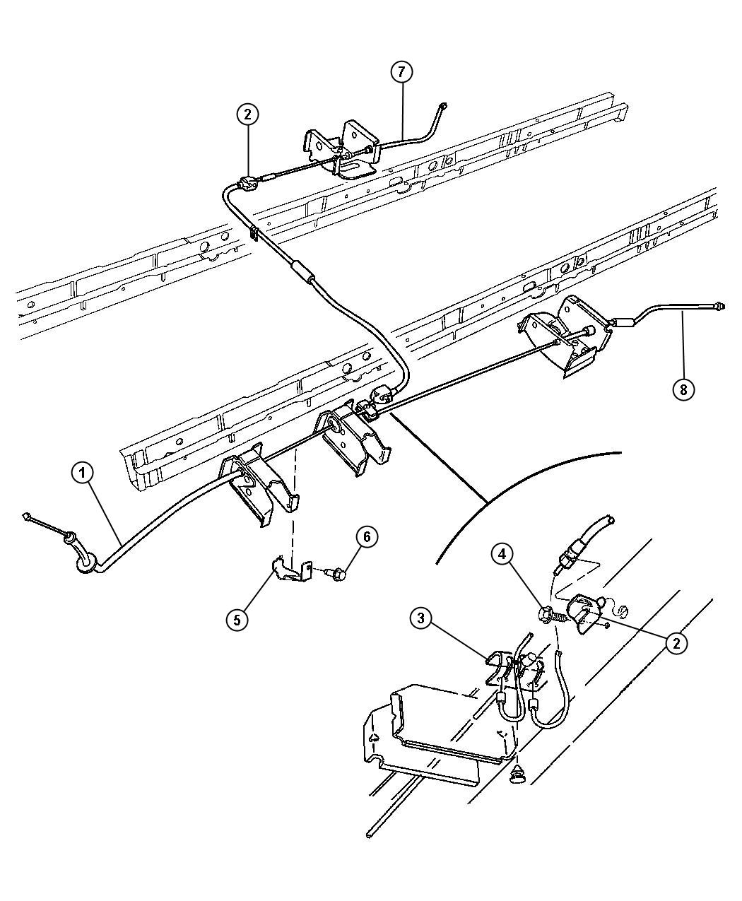 Diagram Cables, Parking Brake. for your 1999 Chrysler Town & Country   