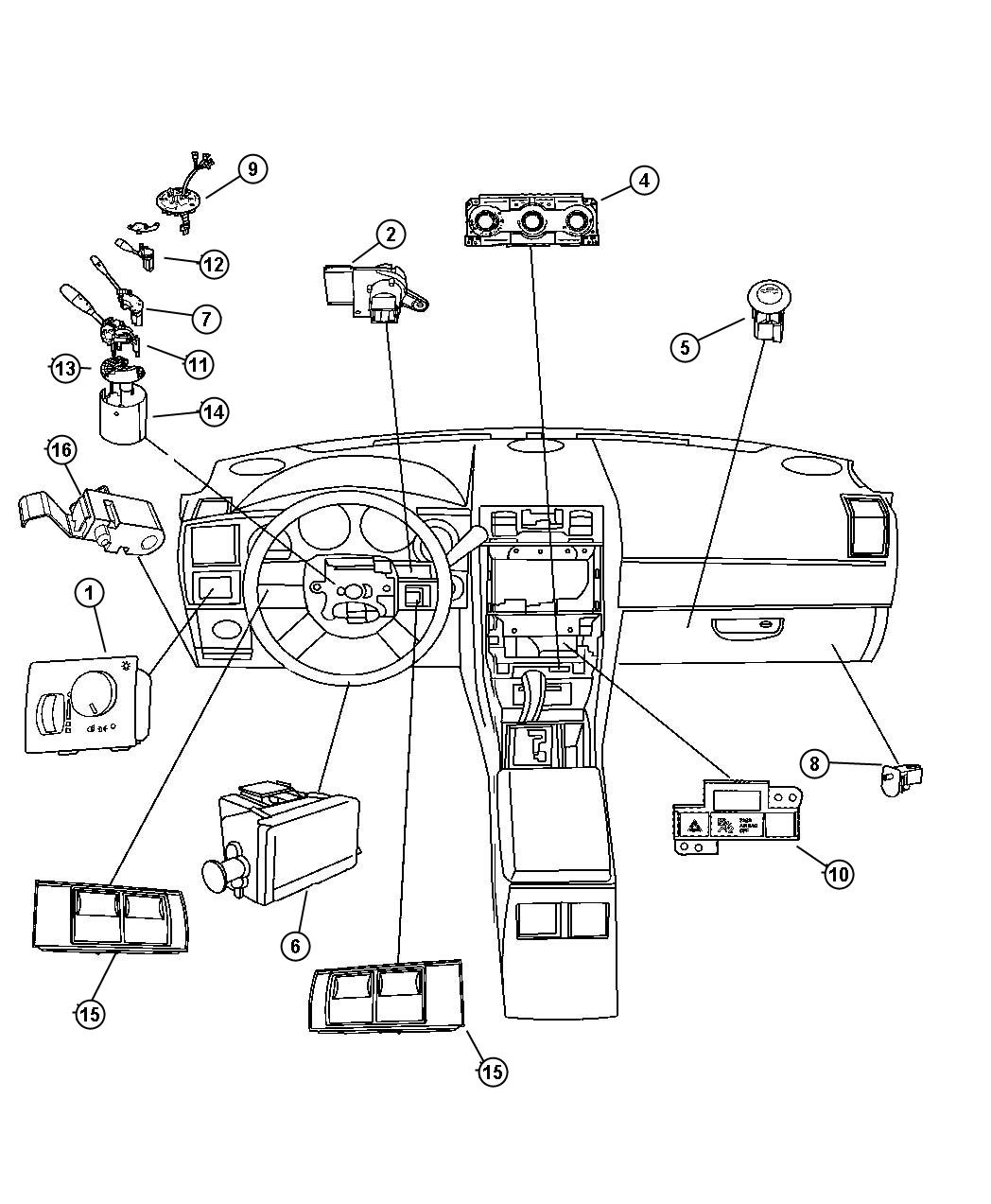 Diagram Switches - Instrument Panel. for your Dodge Avenger  