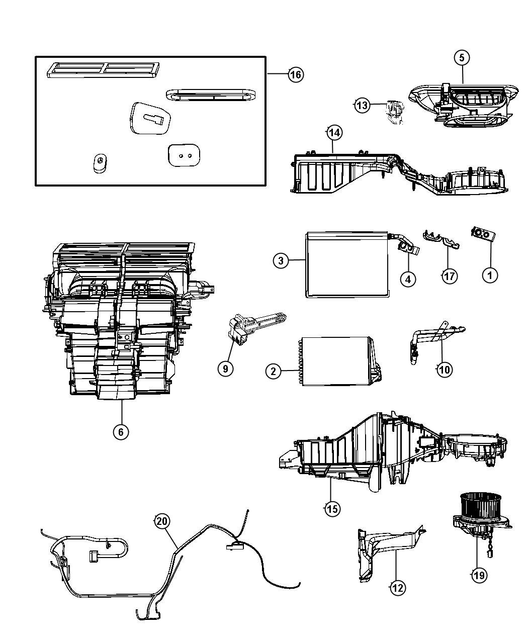 Diagram Air Conditioning and Heater Unit. for your 2000 Jeep Grand Cherokee   