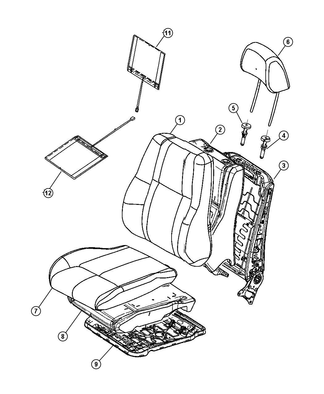 Front Seat, Leather, Trim Code [XL]. Diagram