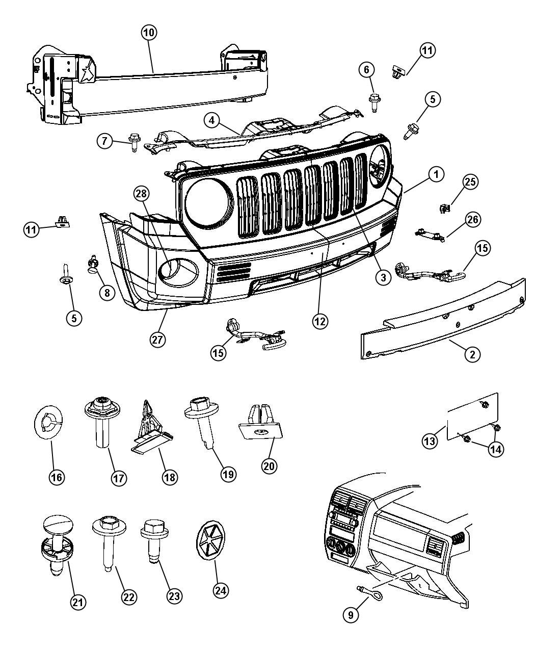 Diagram Fascia, Front - Patriot. for your Jeep Patriot  