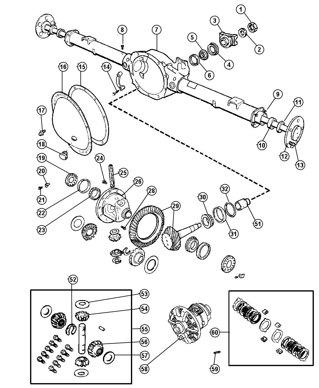 Diagram Axle,Rear,with Differential and Housing,Corporate 8.25 [CORPORATE 8.25 REAR AXLE]. for your 2014 Dodge Journey  R/T 