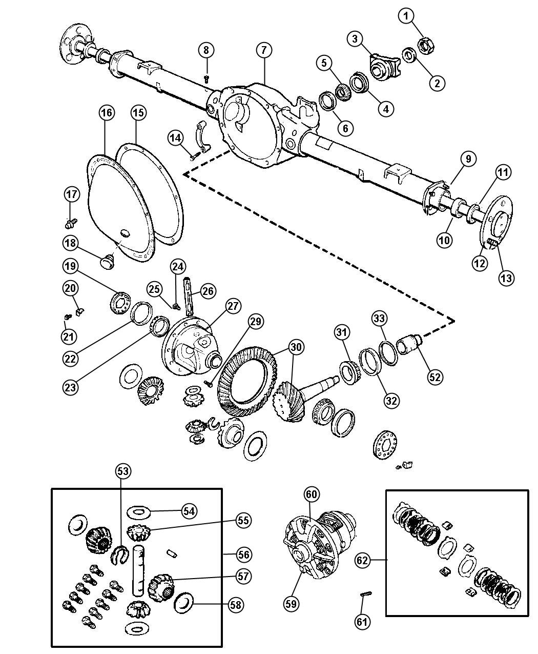 Diagram Axle,Rear,with Differential and Housing,Corporate 8.25 [CORPORATE 8.25 REAR AXLE]. for your Jeep