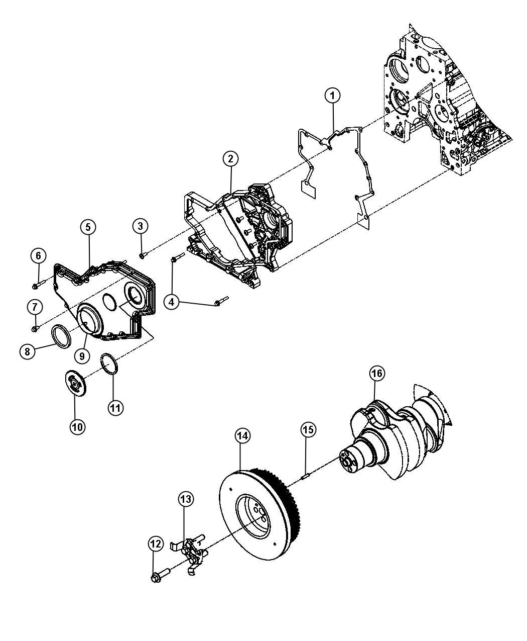Diagram Timing Gear Housing And Front Cover 6.7L Diesel [6.7L Cummins Turbo Diesel Engine]. for your Dodge