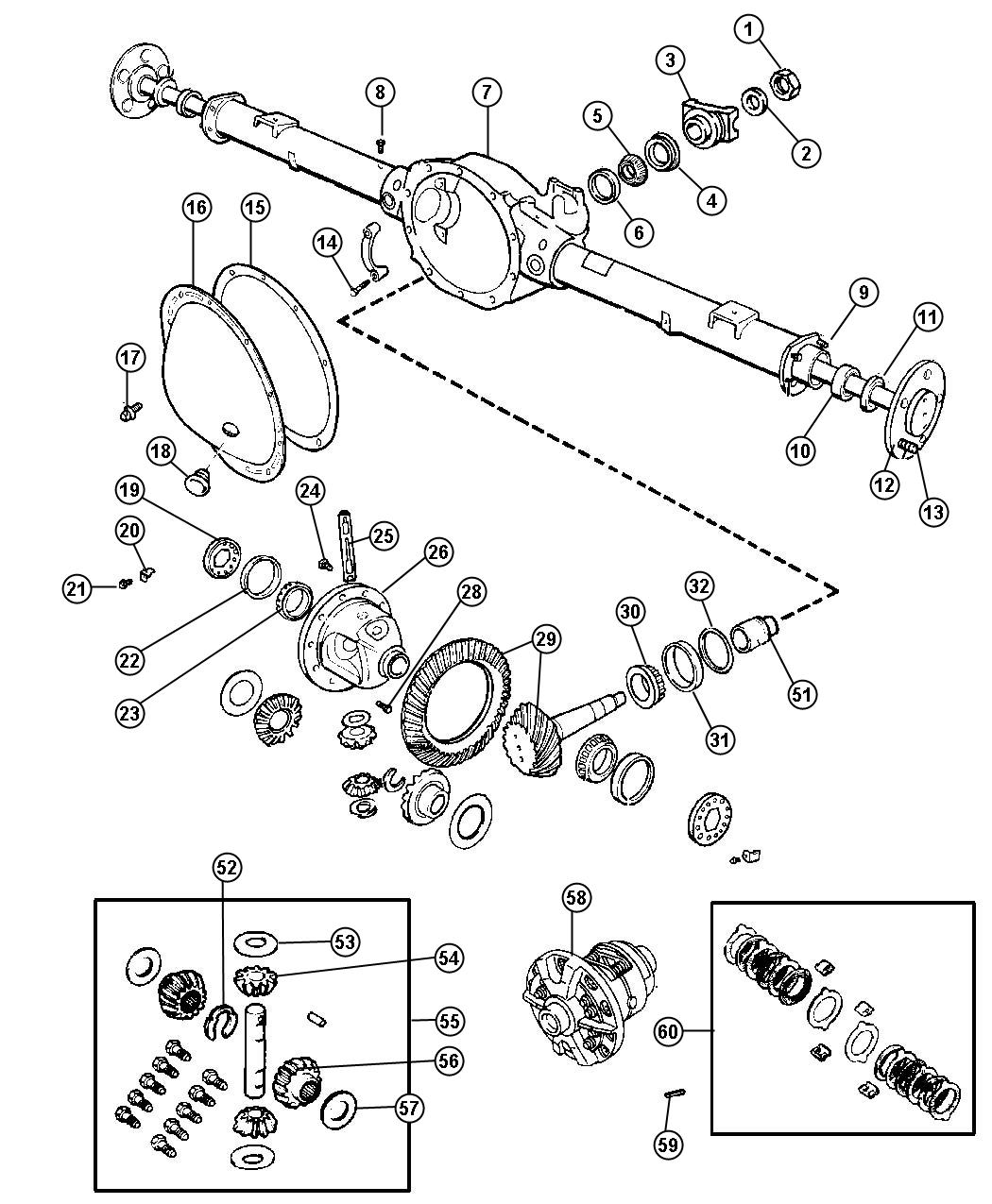 Diagram Axle,Rear,with Differential and Housing,Corporate 8.25 [CORPORATE 8.25 REAR AXLE]. for your Jeep