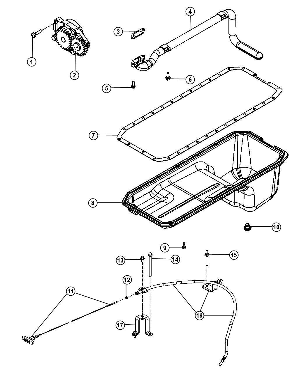 Diagram Oil Pump, Oil Pan And Indicator 6.7L Diesel [6.7L Cummins Turbo Diesel Engine]. for your 2007 Dodge SPRINTER 3500   