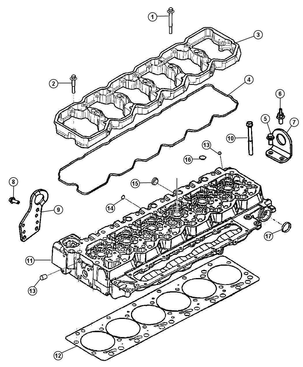 Diagram Cylinder Head And Rocker Housing 6.7L Diesel [6.7L I6 CUMMINS TURBO DIESEL ENGINE]. for your Dodge