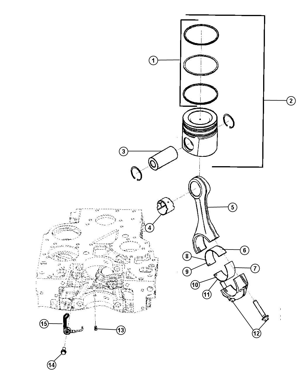 Diagram Pistons, Piston Rings, Connecting Rods And Bearings 6.7L Diesel [6.7L I6 CUMMINS TURBO DIESEL ENGINE]. for your 2000 Chrysler 300  M 