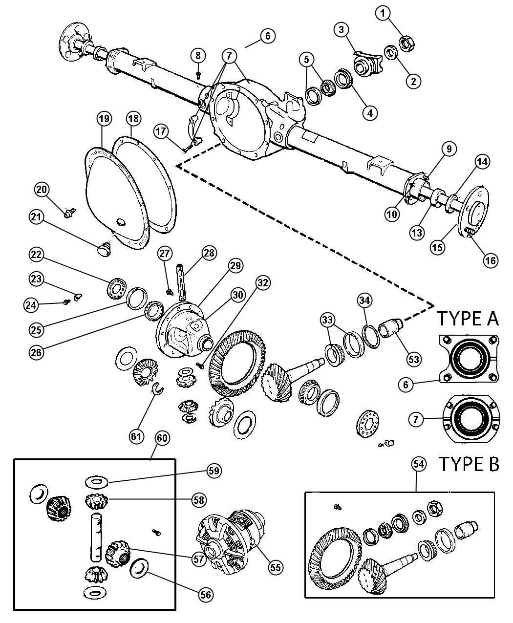 Axle,Rear,with Differential and Housing,Corporate 9.25LD [Corporate 9.25 LD Rear Axle]. Diagram