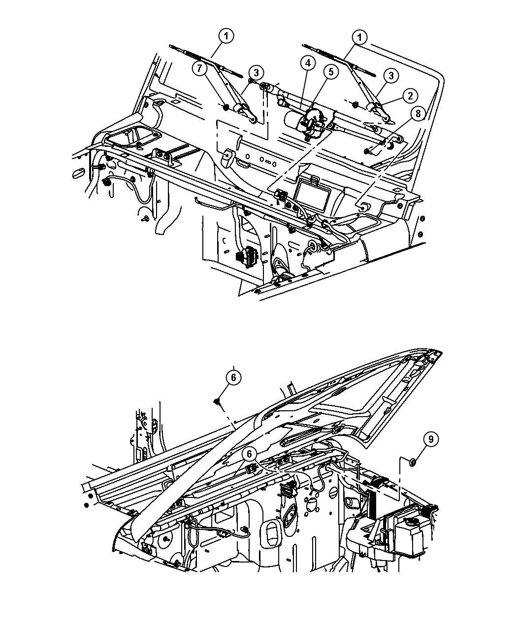 Diagram Front Wiper System. for your 2009 Ram 5500   