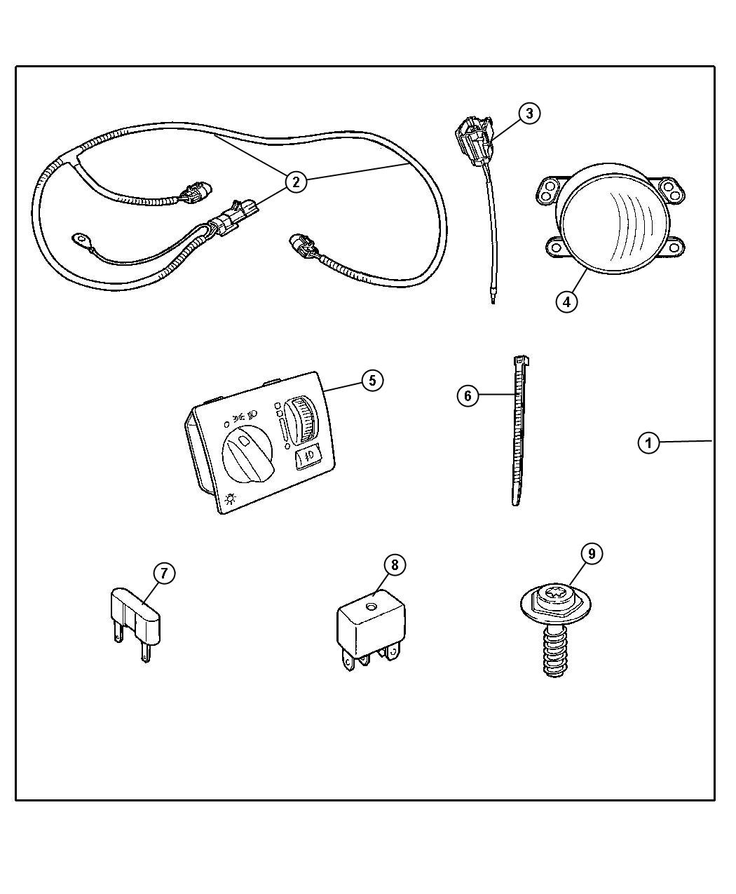 Diagram Fog Lamps, Dodge Charger. for your Dodge