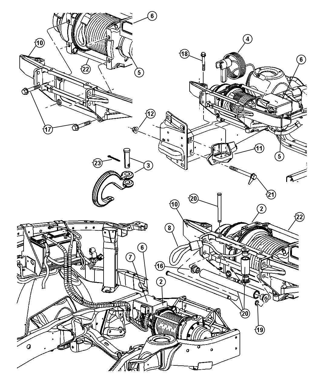 Diagram Winch and Mounting Kit. for your 2007 Dodge Ram 2500 LARAMIE MEGA CAB 6.7L Cummins Turbo Diesel M/T 4X4 