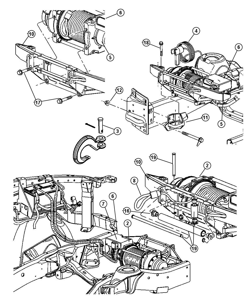 Diagram Winch and Mounting Kit. for your 2018 Dodge Durango   