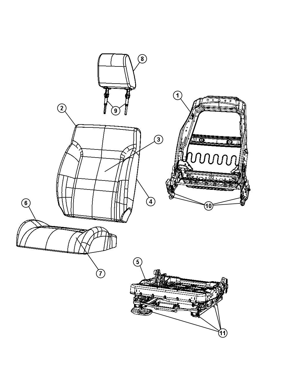 Diagram Front Seat Cloth Trim Code [T5]. for your Dodge